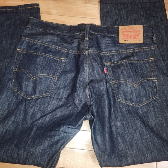 Mens Levi's 569 dark blue denim jeans - Picture 3 of 5